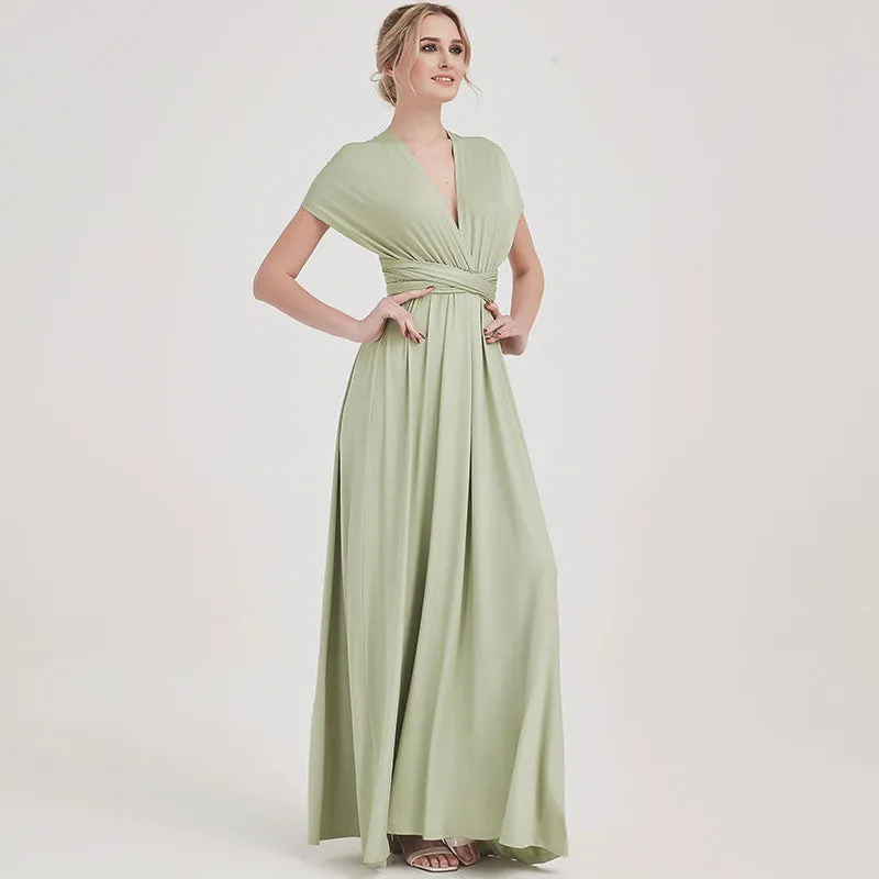 [Final Sale] Silver Sage Infinity Wrap Maxi Bridesmaid Dress
