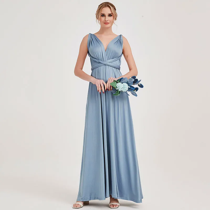 [Final Sale] Slate Blue Infinity Wrap Maxi Bridesmaid Dress