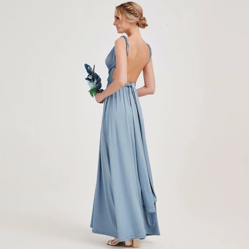 [Final Sale] Slate Blue Infinity Wrap Maxi Bridesmaid Dress