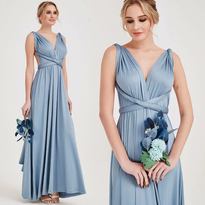 [Final Sale] Slate Blue Infinity Wrap Maxi Bridesmaid Dress