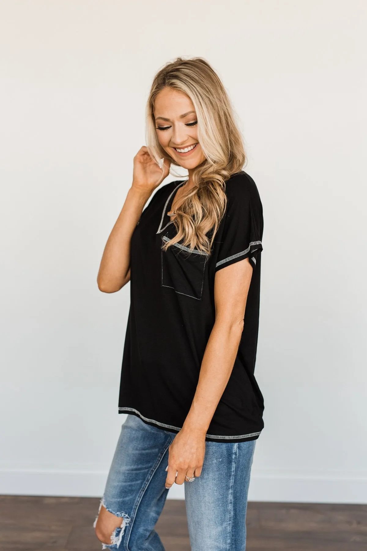 First Impressions Short Sleeve Top- Black