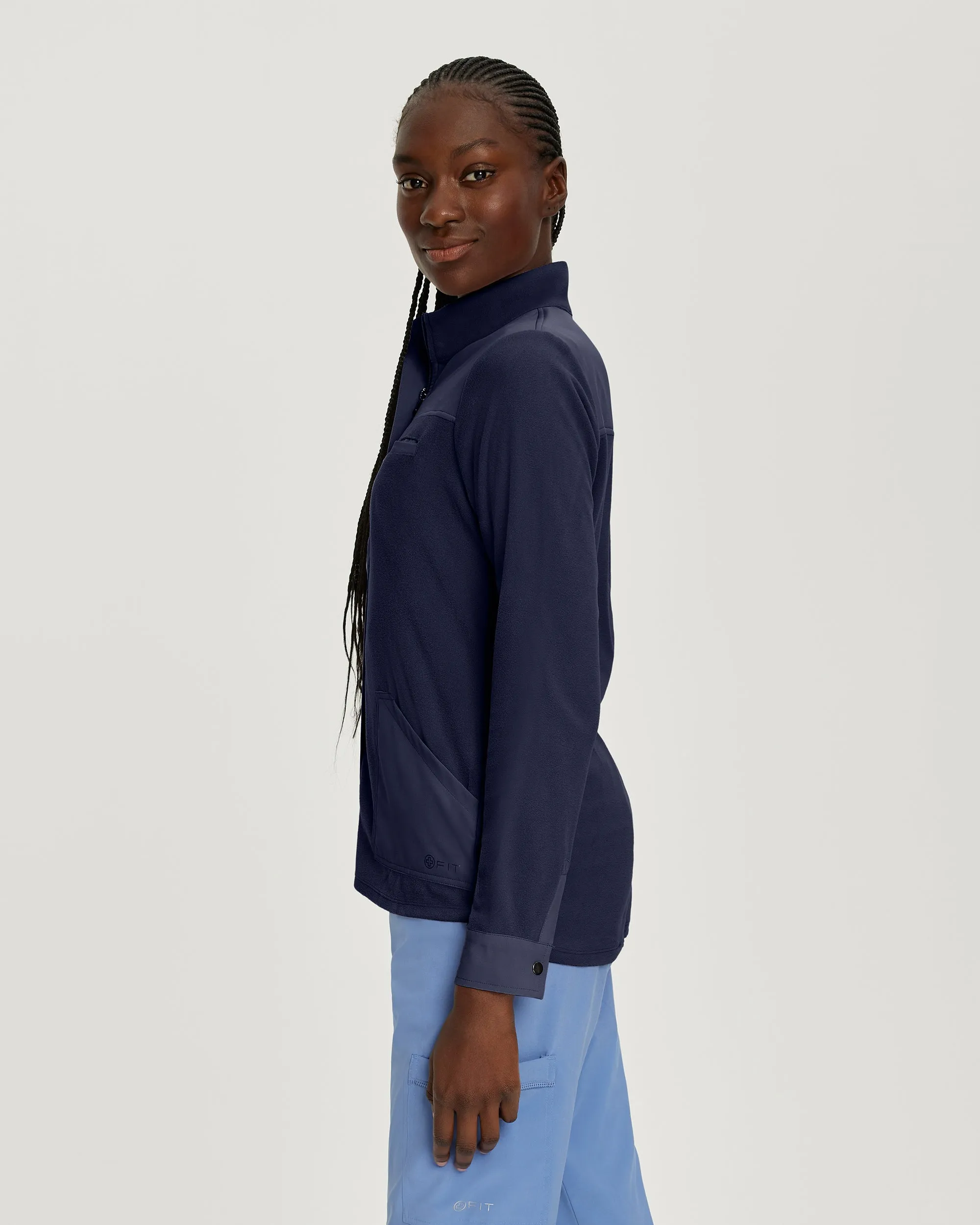 FIT 456 FIT Women's 3 Pocket Warm Up Scrub Jacket Navy