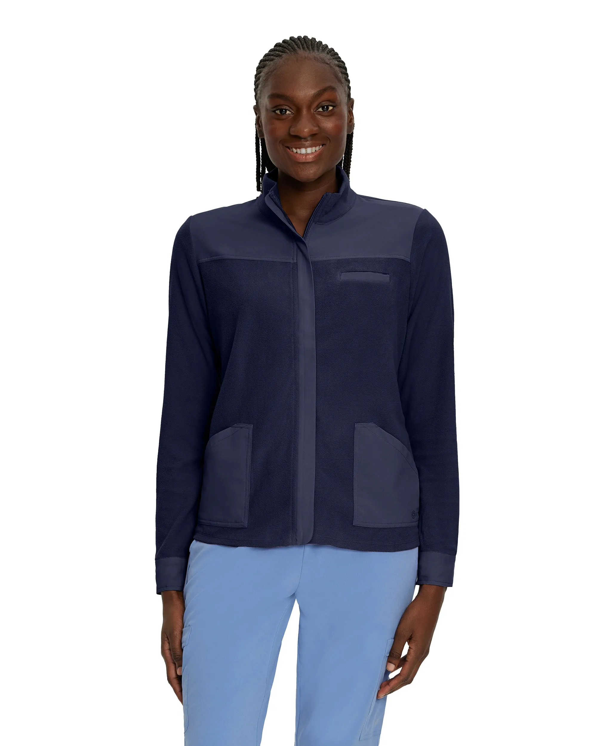 FIT 456 FIT Women's 3 Pocket Warm Up Scrub Jacket Navy