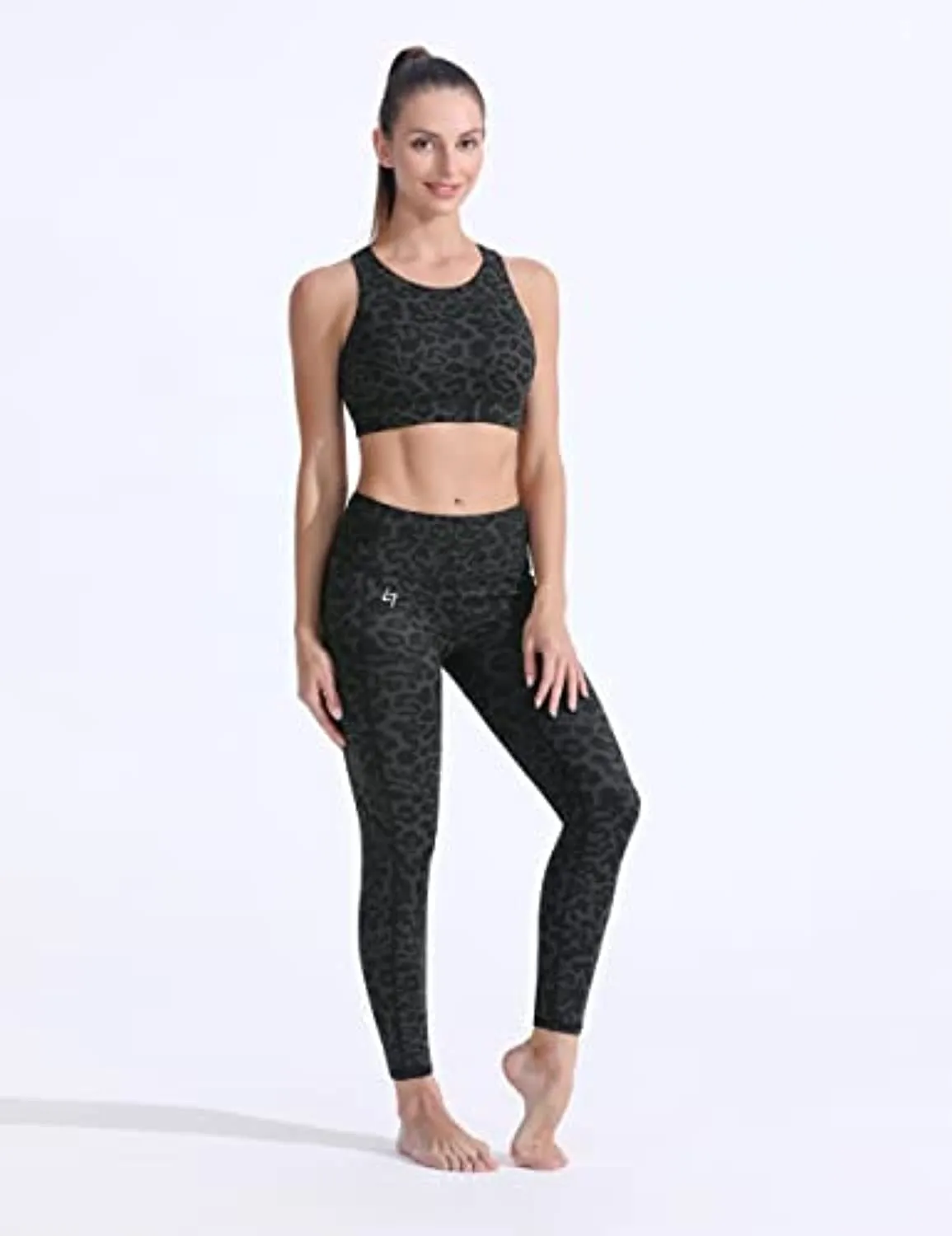 FITTIN High Neck Sports Bra for Women - Full Coverage Strappy Workout Activewear Bras Medium Impact Padded Women's Gym Tops