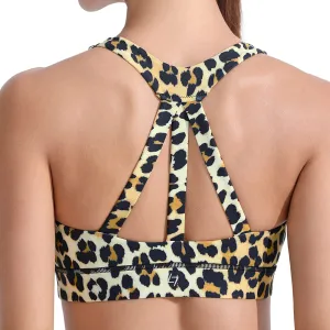 FITTIN High Neck Sports Bra for Women - Full Coverage Strappy Workout Activewear Bras Medium Impact Padded Women's Gym Tops