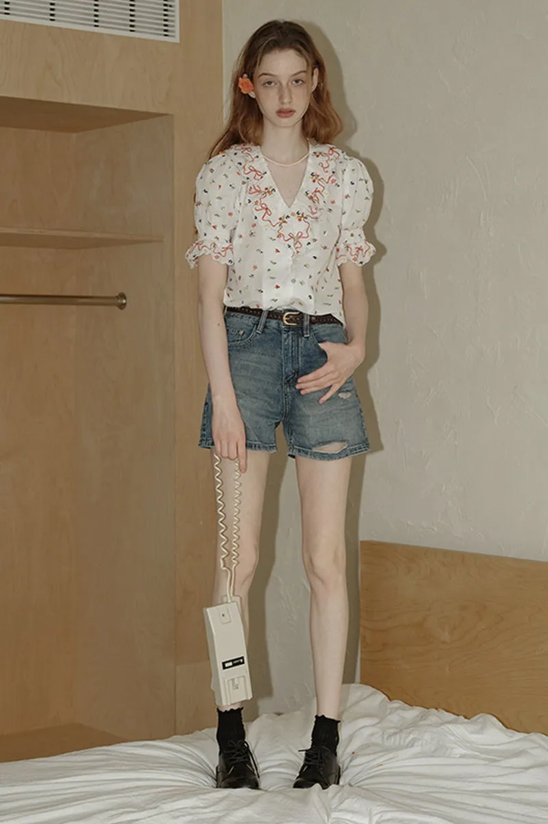 Floral Chic Short Blouse