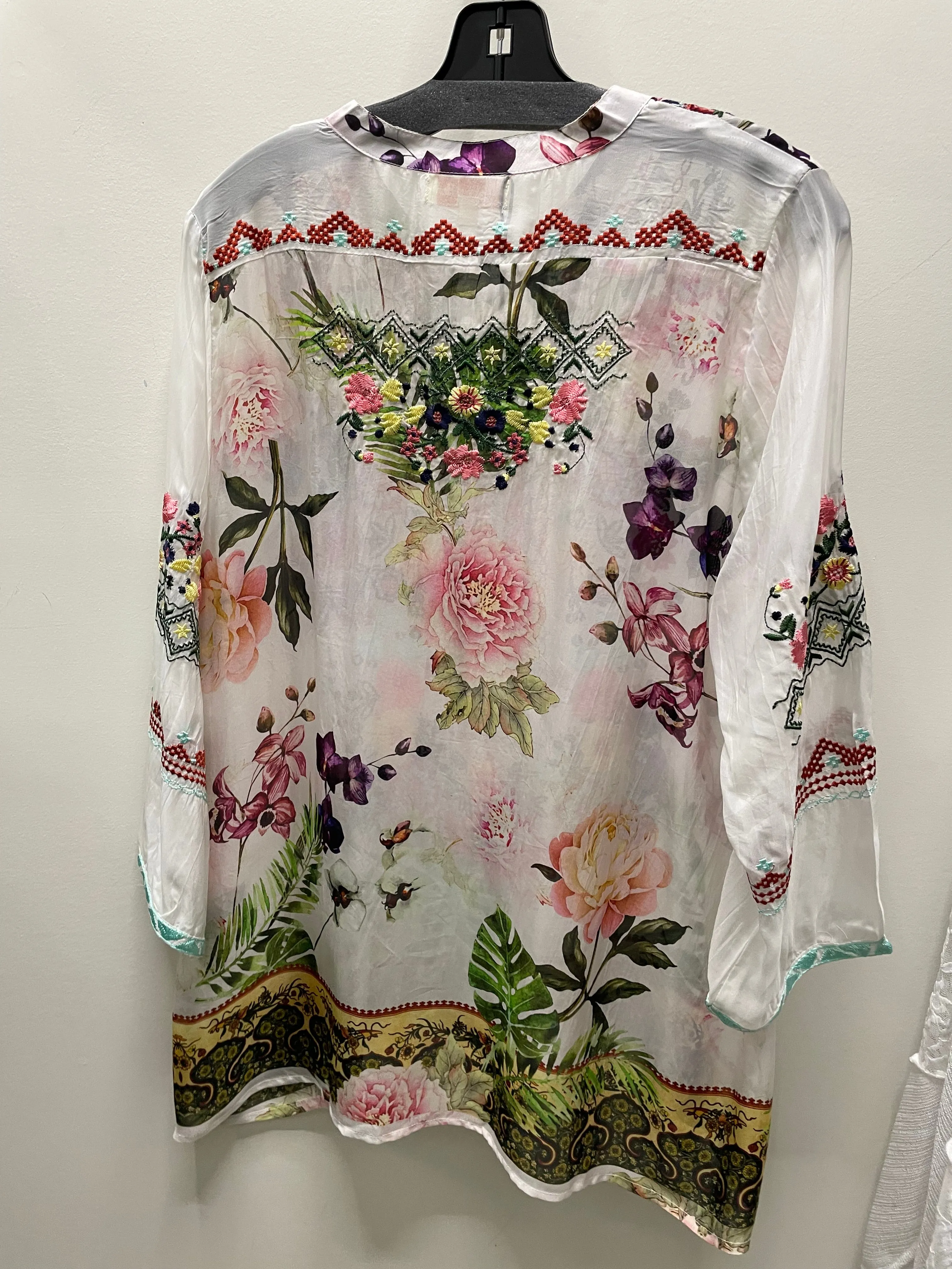Floral Embroidered Mandarin Top in Olive by All About Her