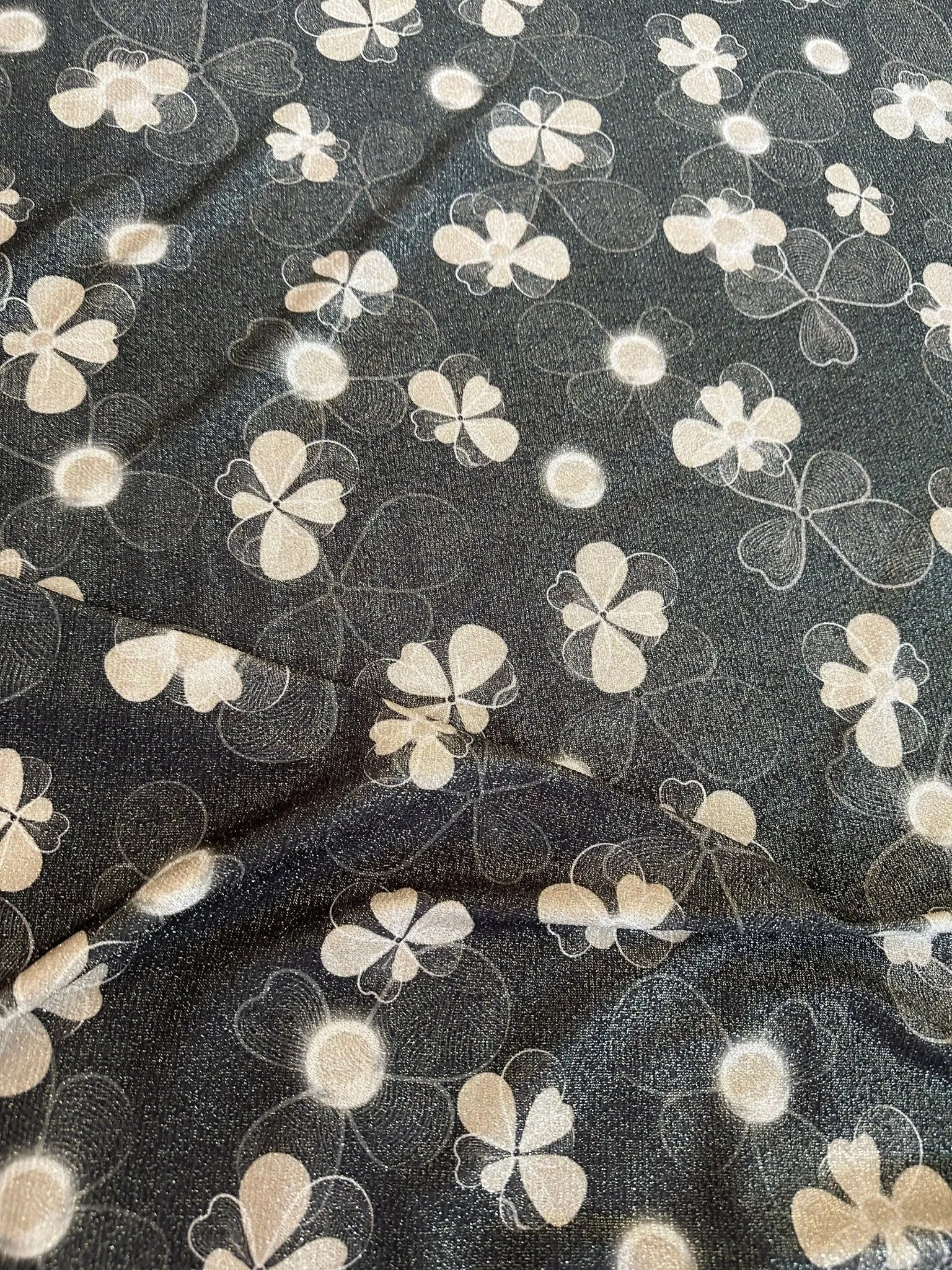 Floral Gold Lurex Fabric - Glitter Knit 4-Way Stretch Material