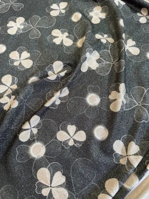 Floral Gold Lurex Fabric - Glitter Knit 4-Way Stretch Material