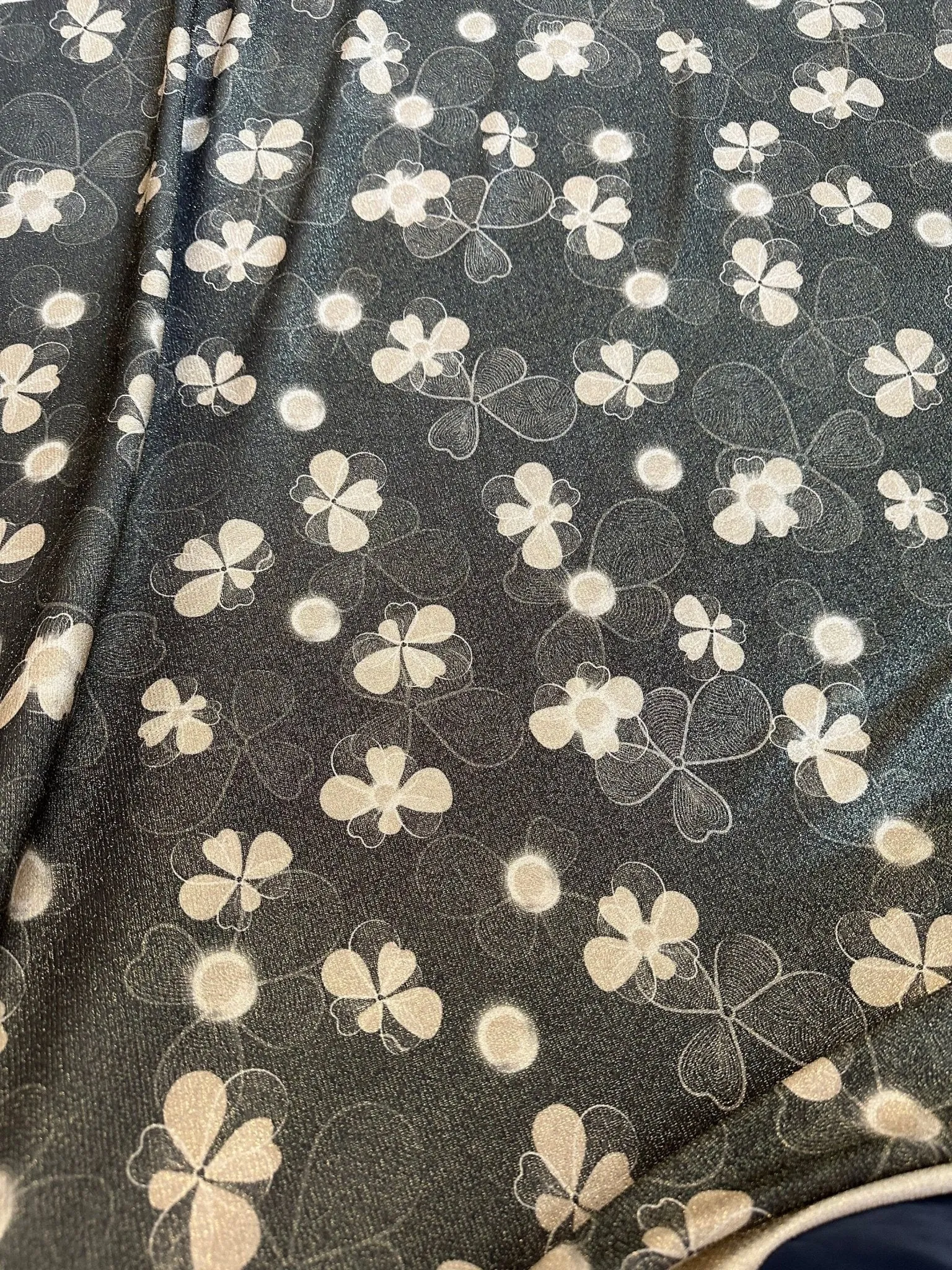 Floral Gold Lurex Fabric - Glitter Knit 4-Way Stretch Material