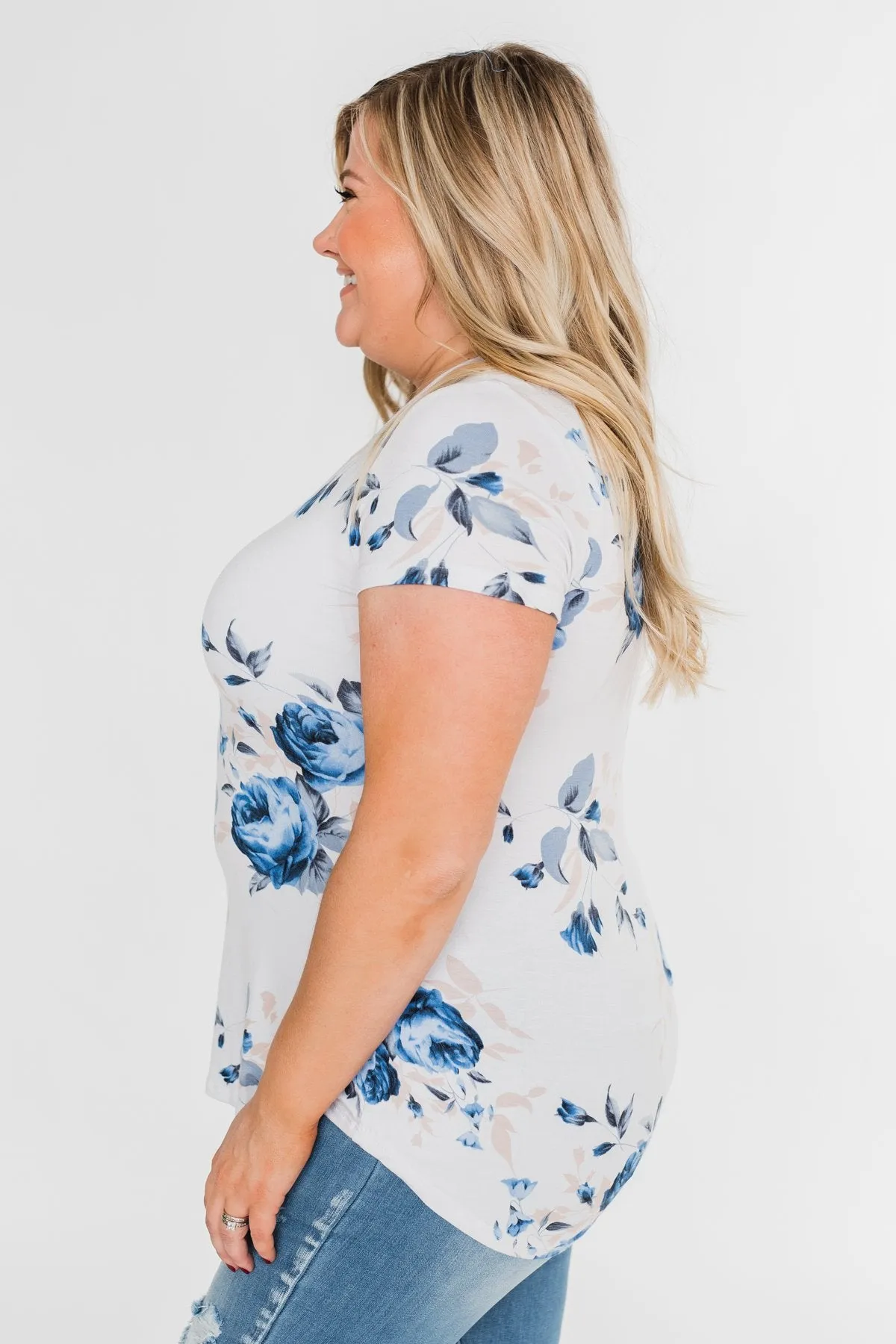 Floral Melody Short Sleeve Top- Eggshell White