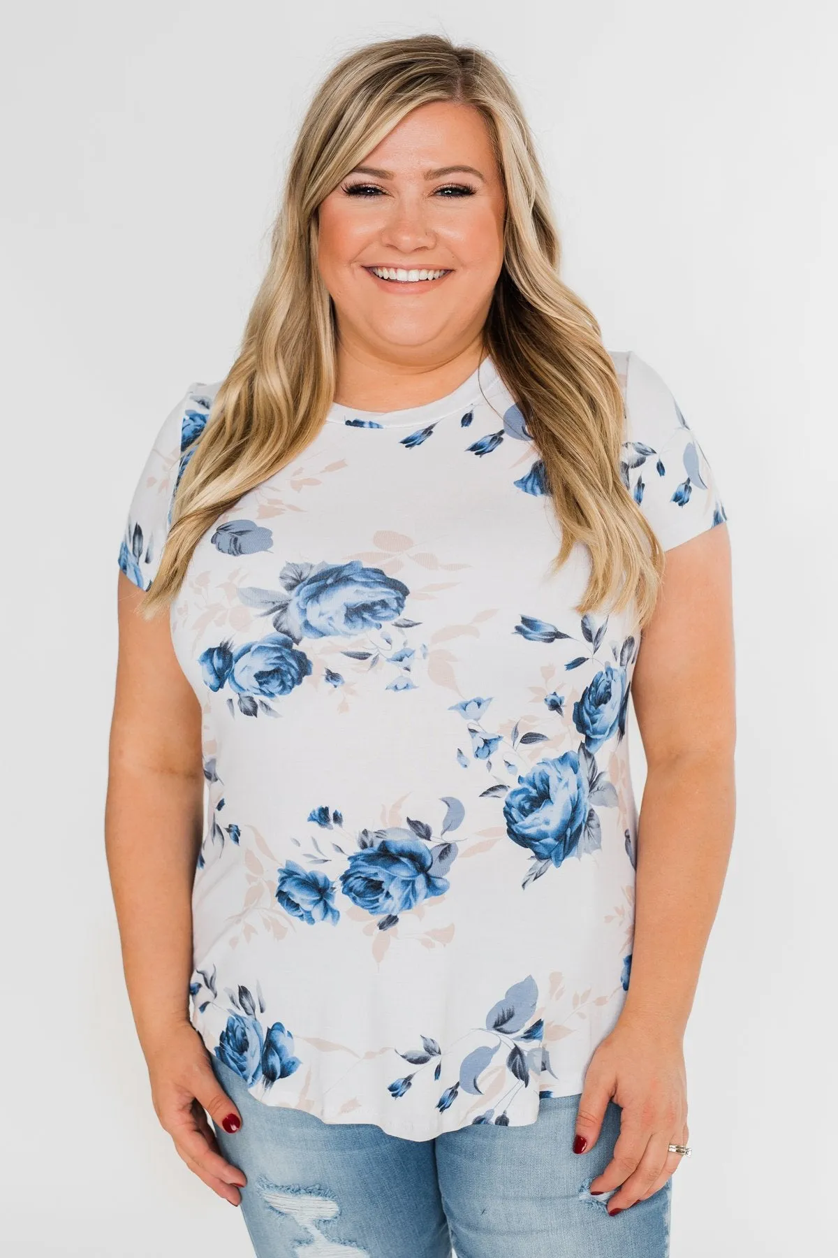 Floral Melody Short Sleeve Top- Eggshell White