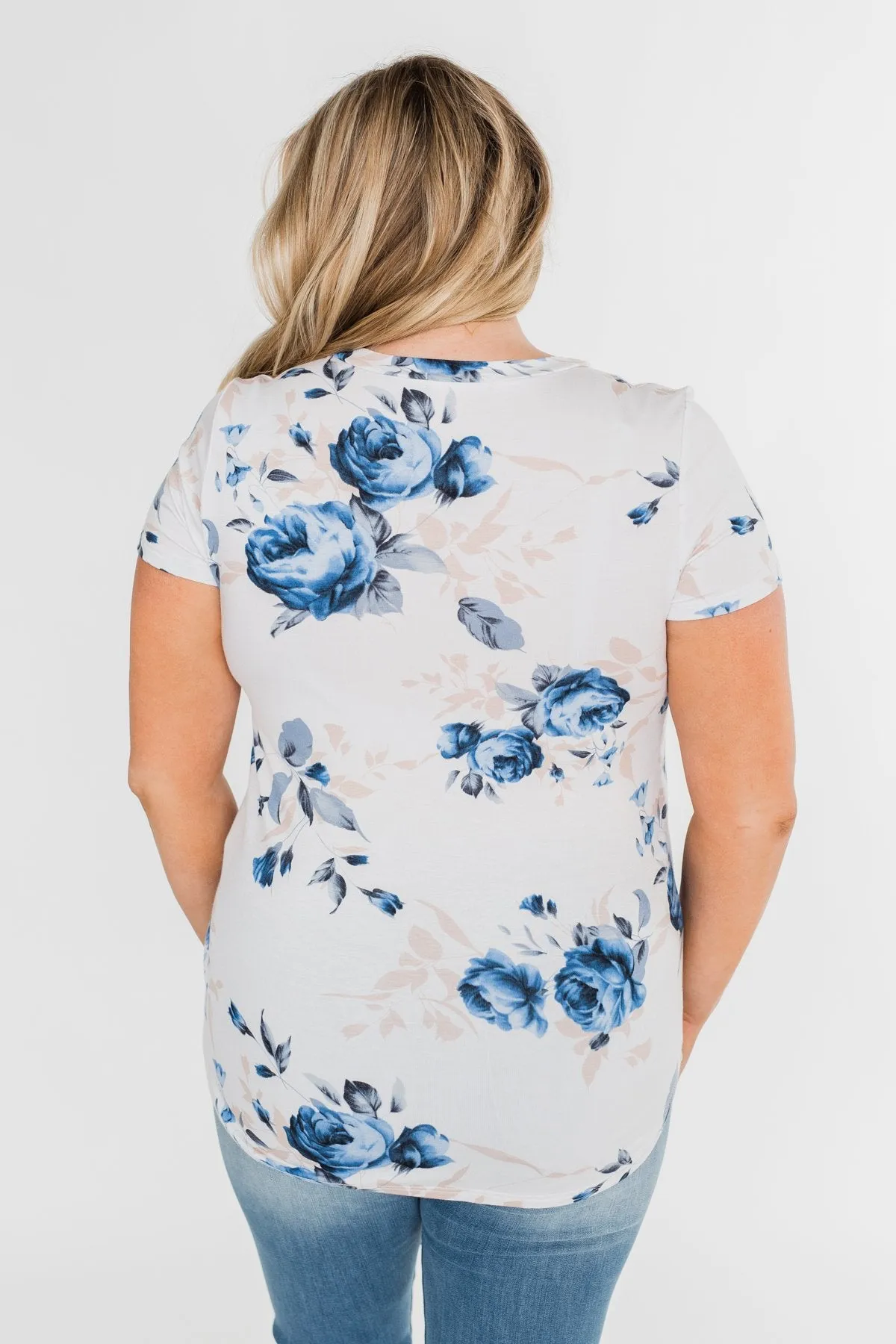 Floral Melody Short Sleeve Top- Eggshell White
