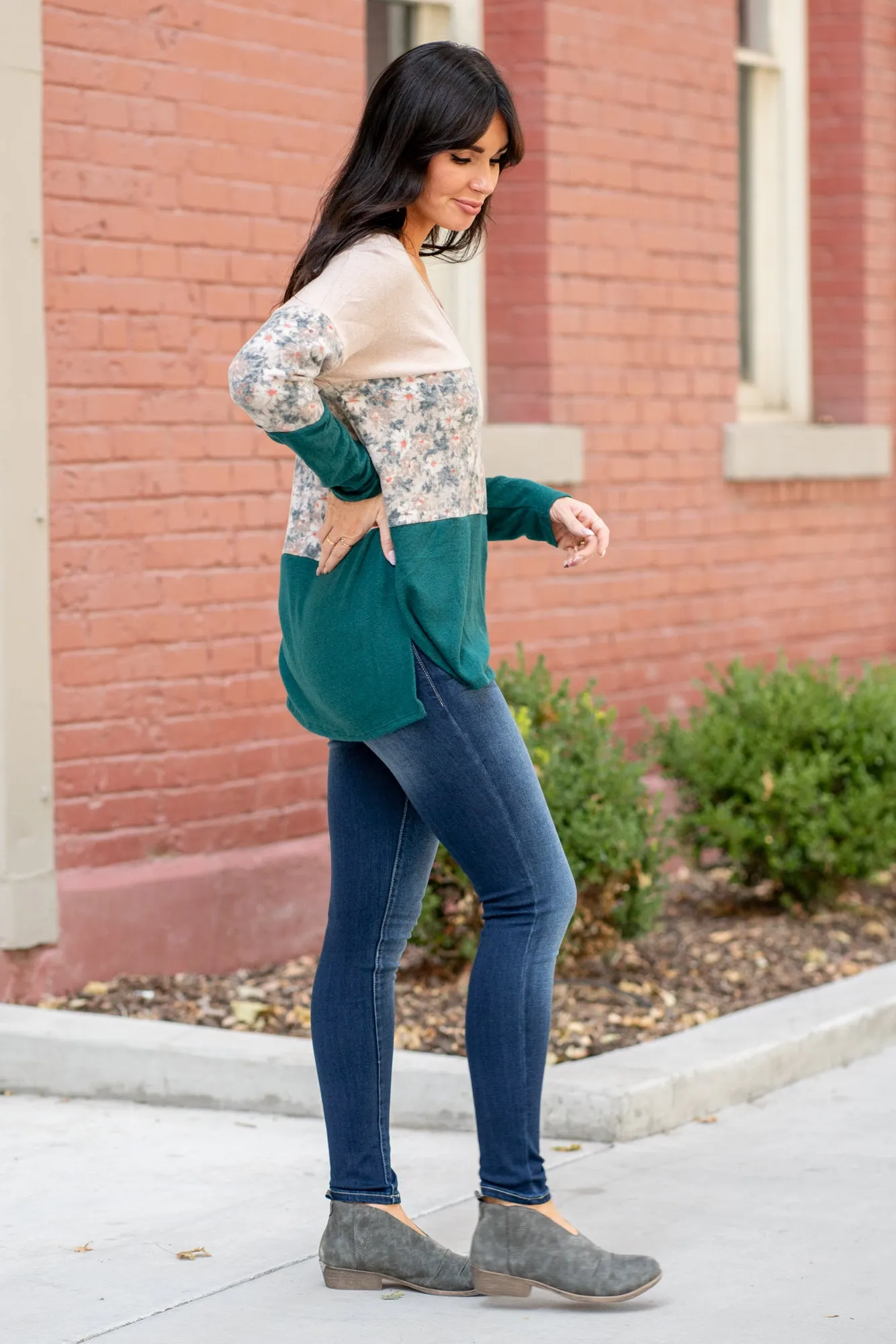 Floral Print Fleece Top