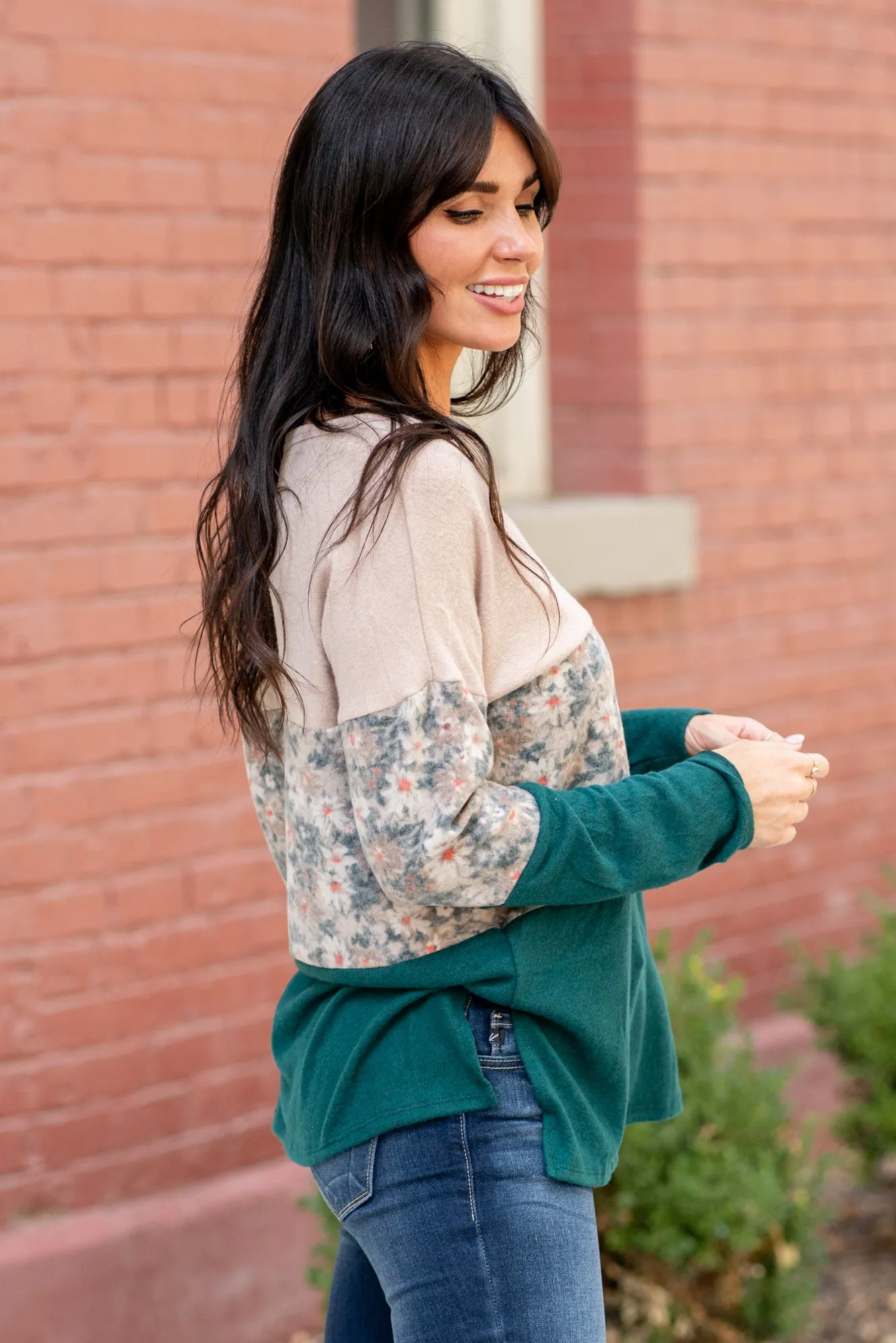 Floral Print Fleece Top