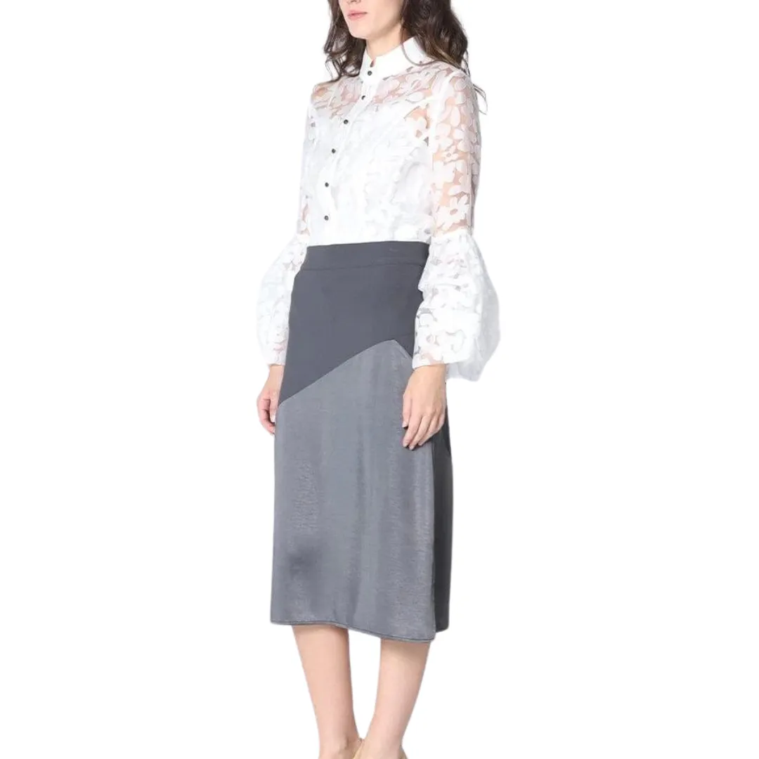 Floral Printed Chiffon Blouse with Bell Sleeve - W