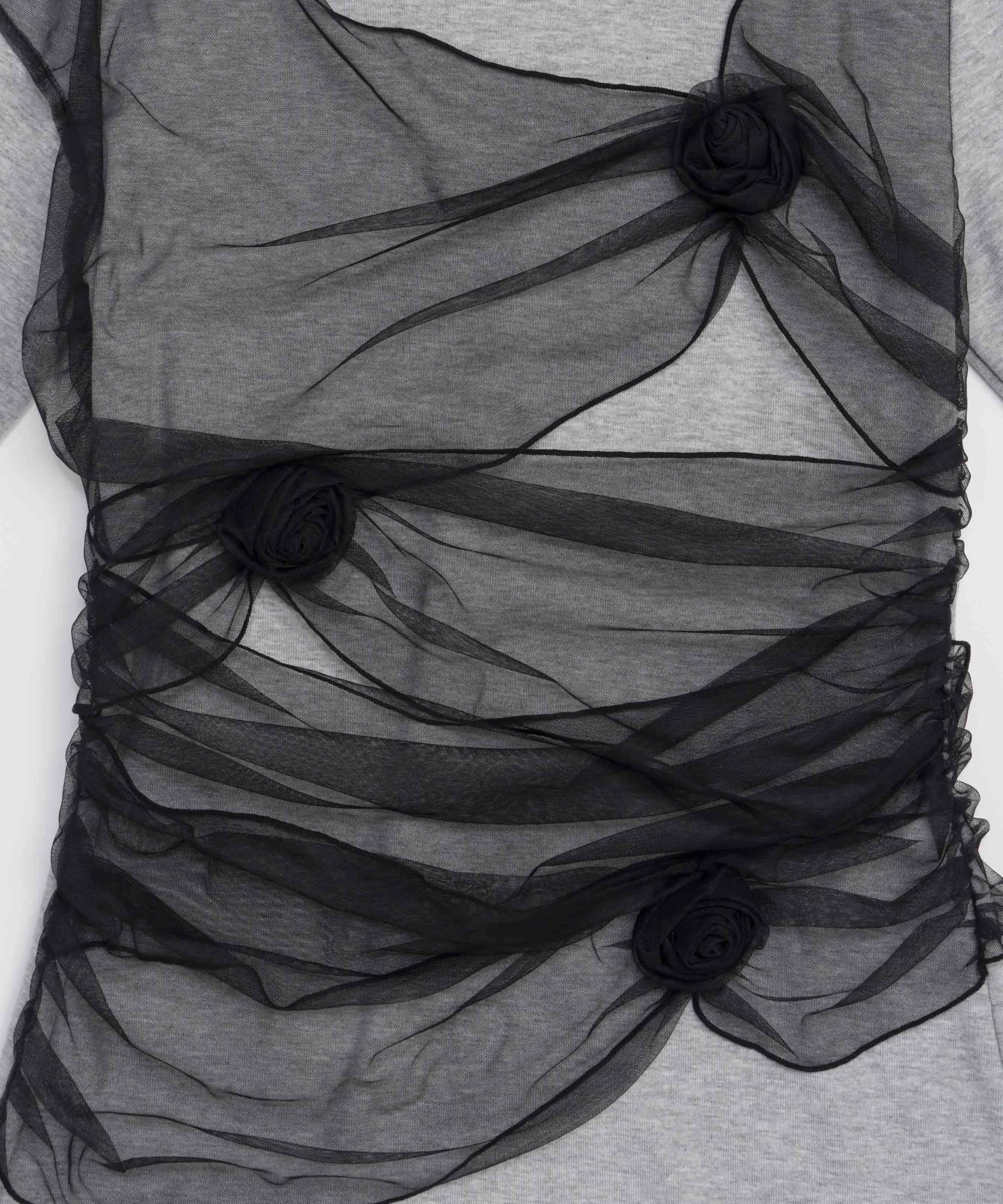 Flower Motif Tulle Layered Tops