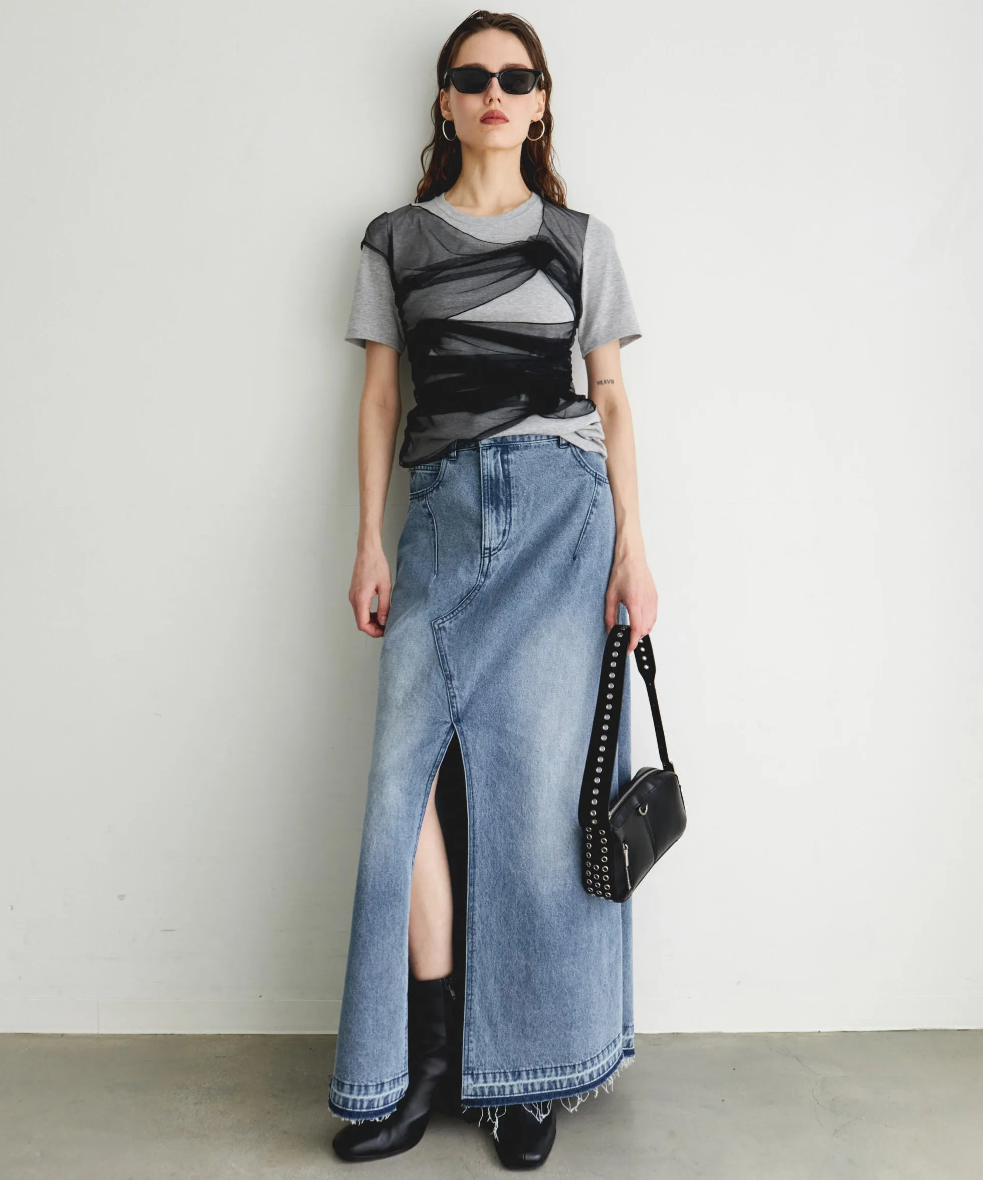 Flower Motif Tulle Layered Tops