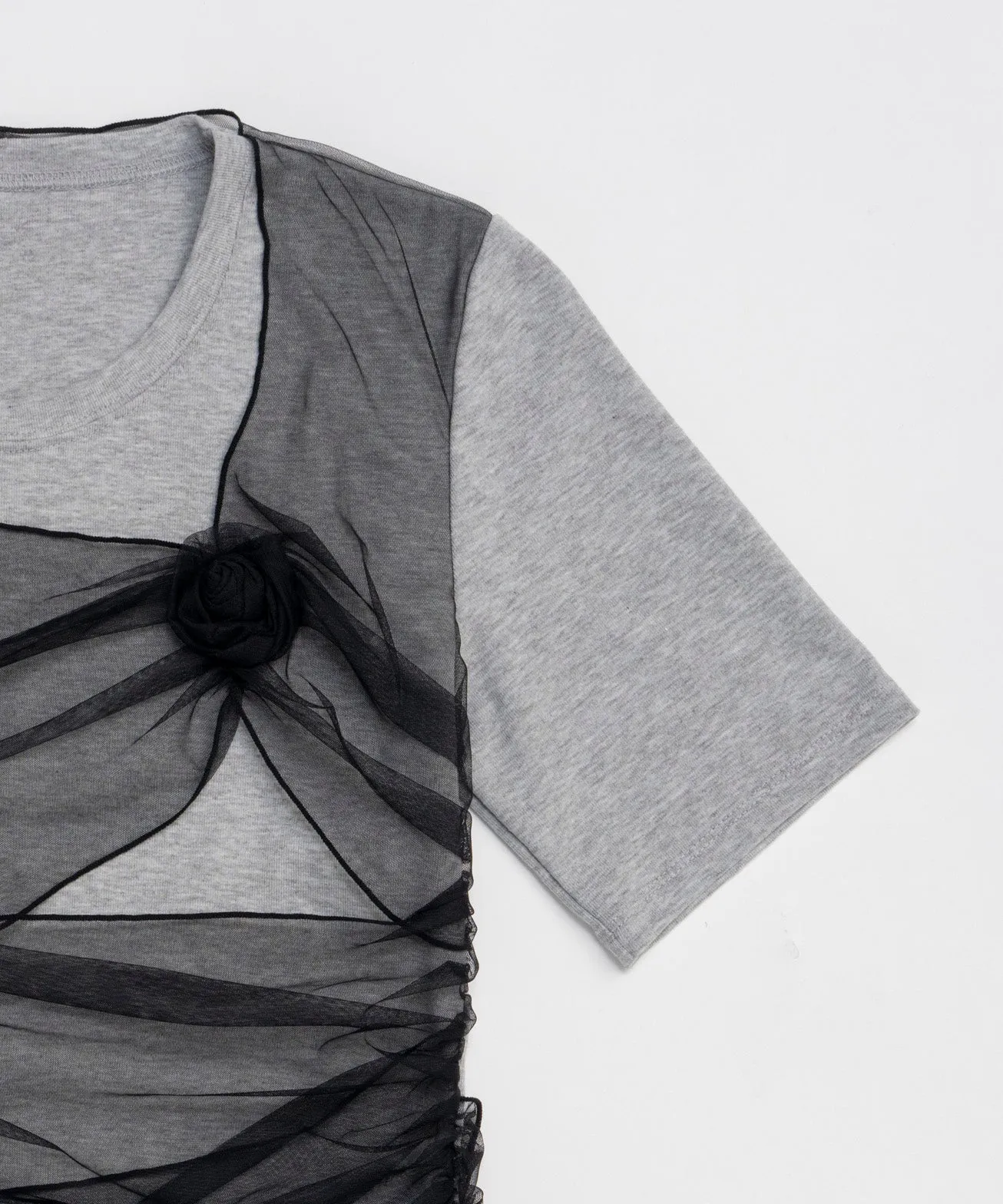 Flower Motif Tulle Layered Tops