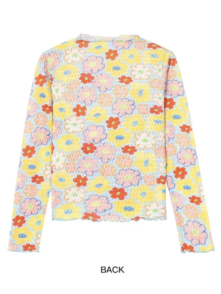 flower plaid layered top