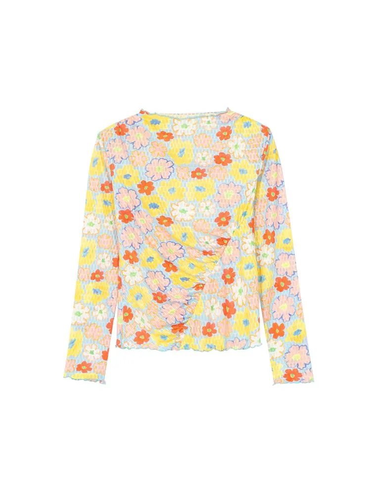 flower plaid layered top