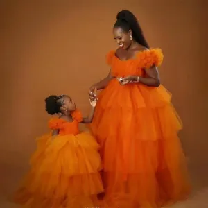 Fluffy Tulle Maternity Prom Dress - Ruffled Gown for Photoshoot & Mother-Kids Party
