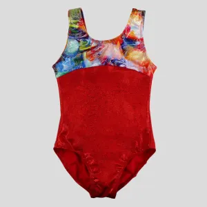 Foiled Multi-Print Red Leotard