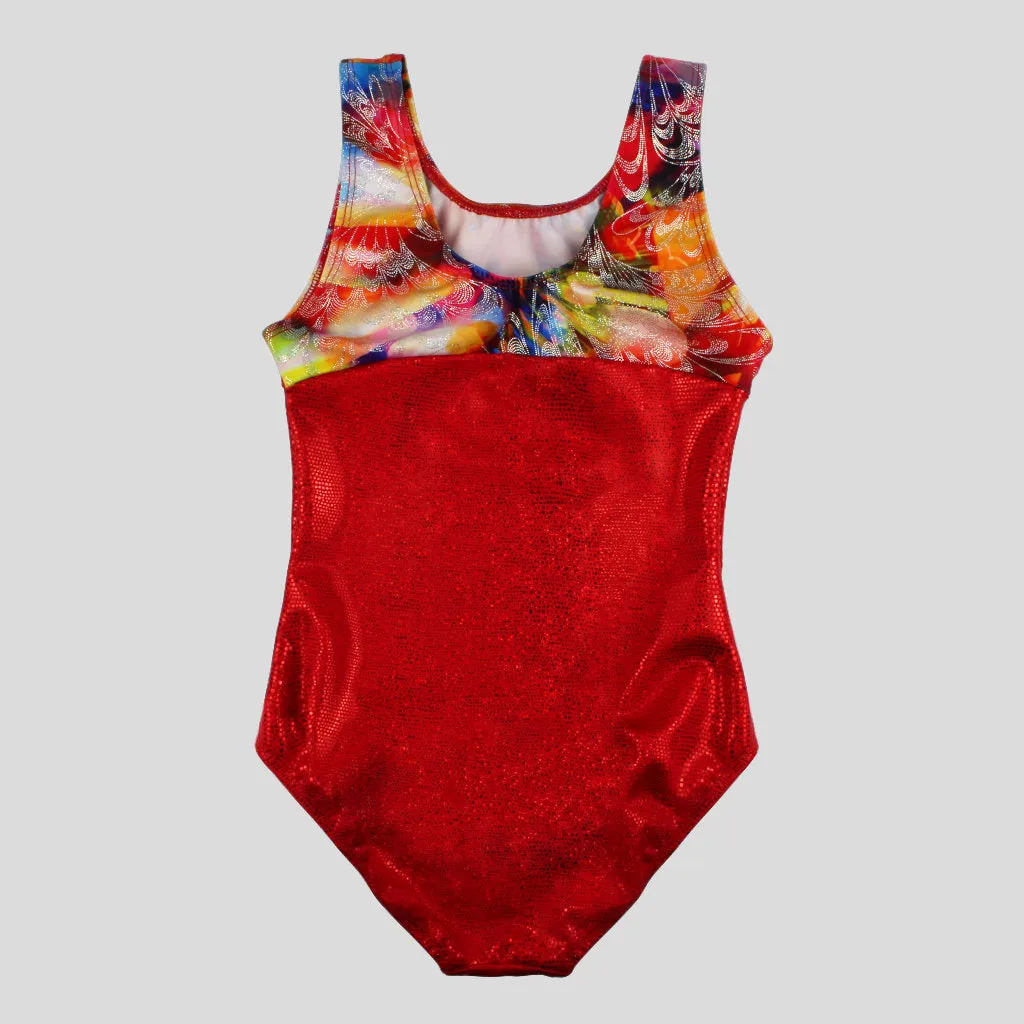 Foiled Multi-Print Red Leotard