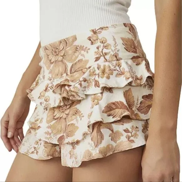 Free People Days Gone By Tiered Ruffle Shorts Large