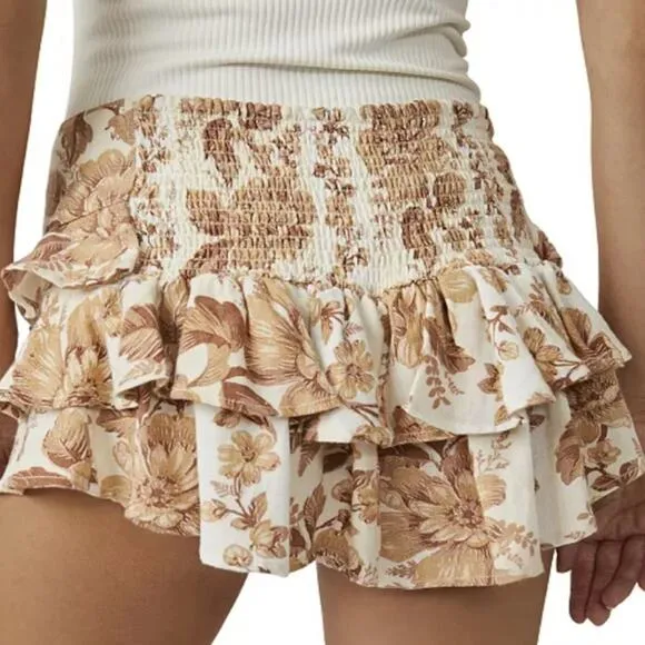Free People Days Gone By Tiered Ruffle Shorts Large