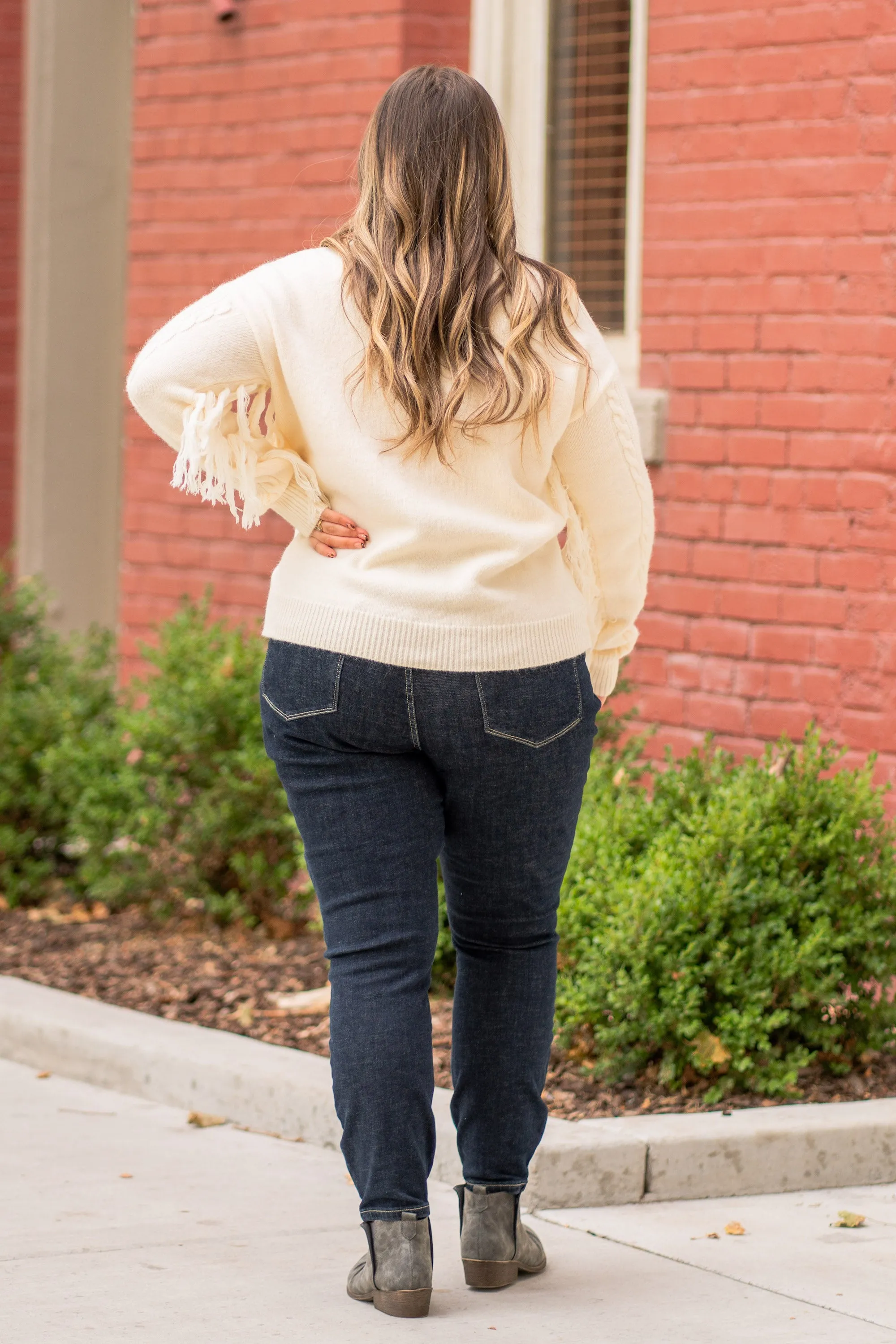 Fringe V Pull Over Sweater