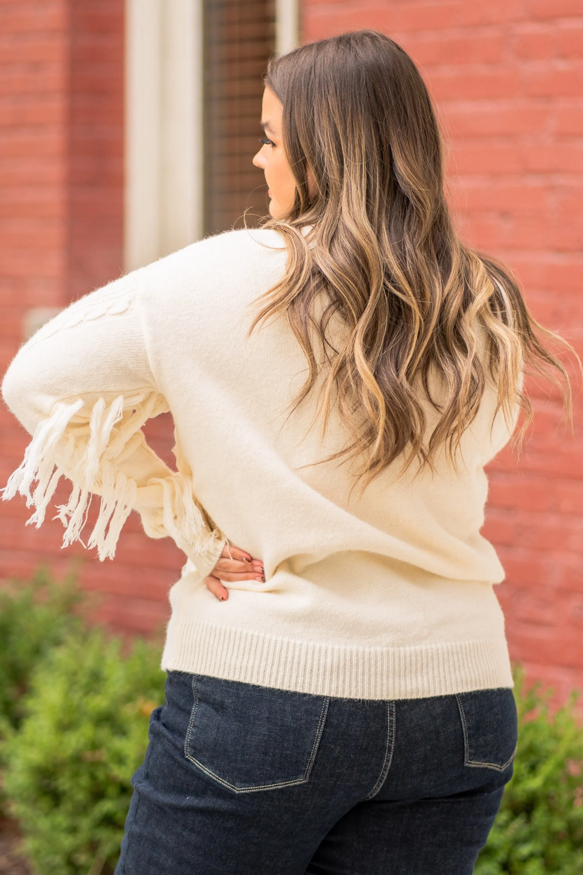 Fringe V Pull Over Sweater