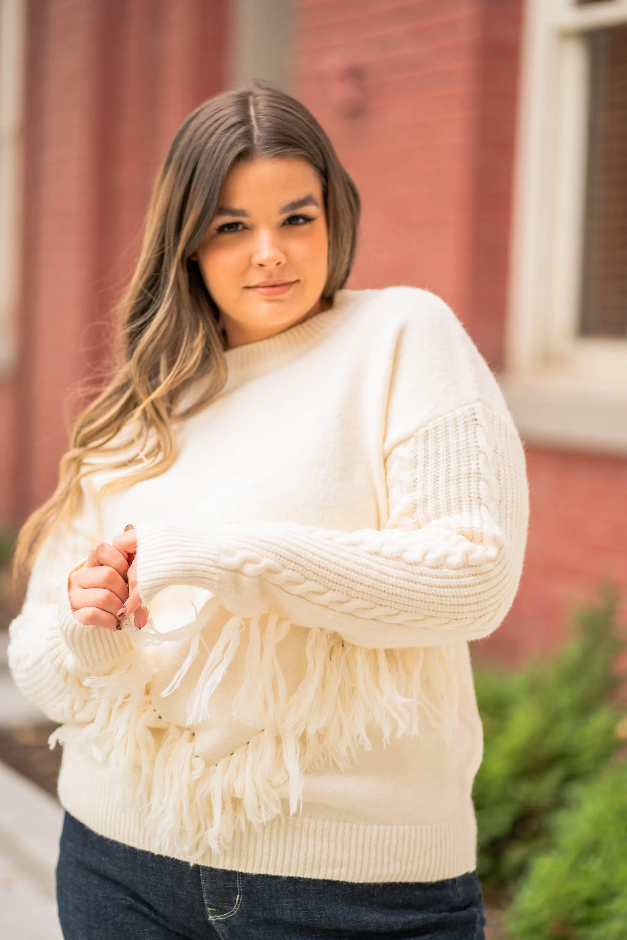 Fringe V Pull Over Sweater