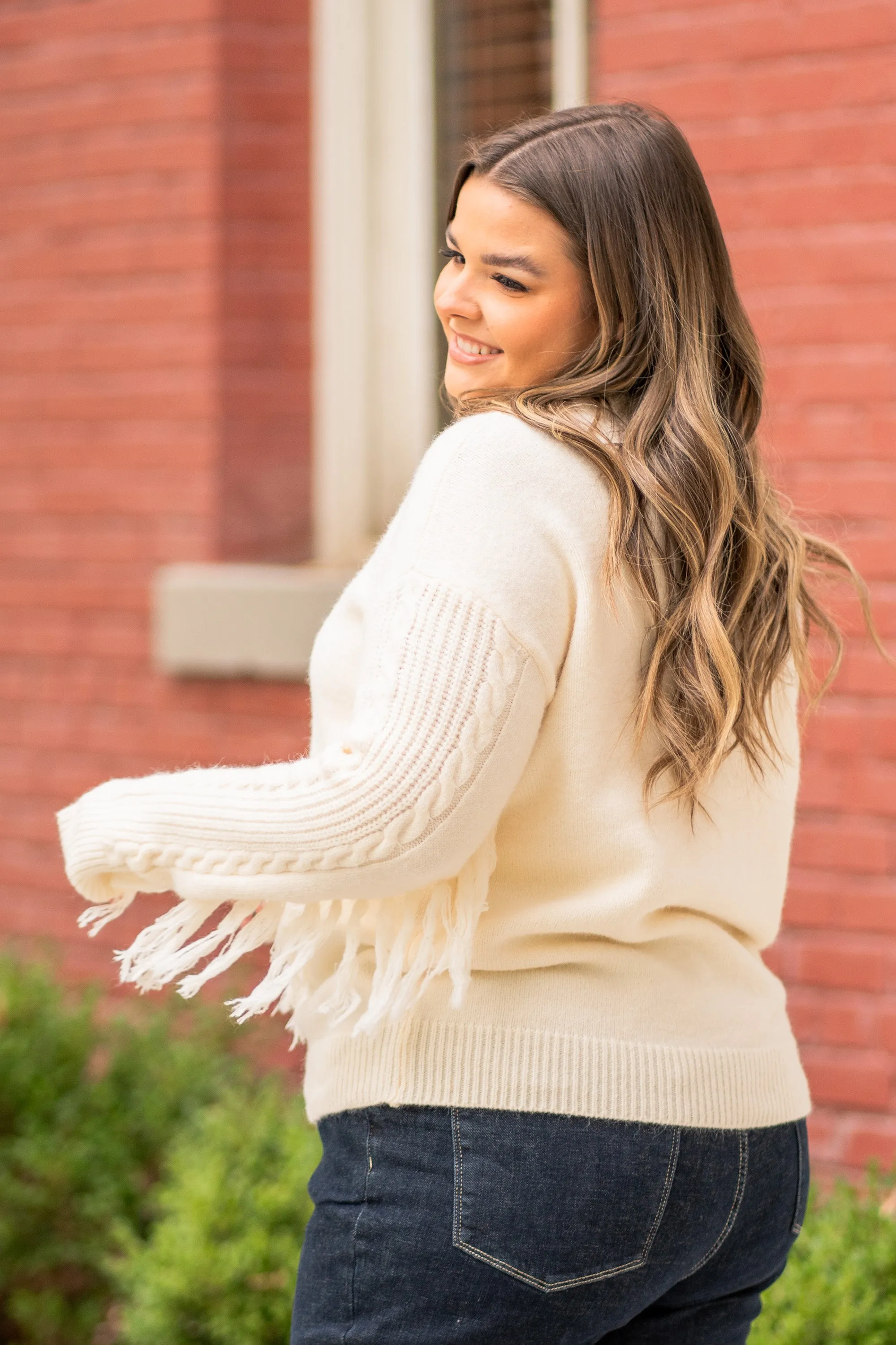 Fringe V Pull Over Sweater