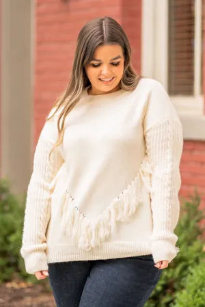 Fringe V Pull Over Sweater
