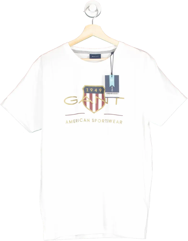 GANT White Embroidered Logo SS T-Shirt SIZE XXL