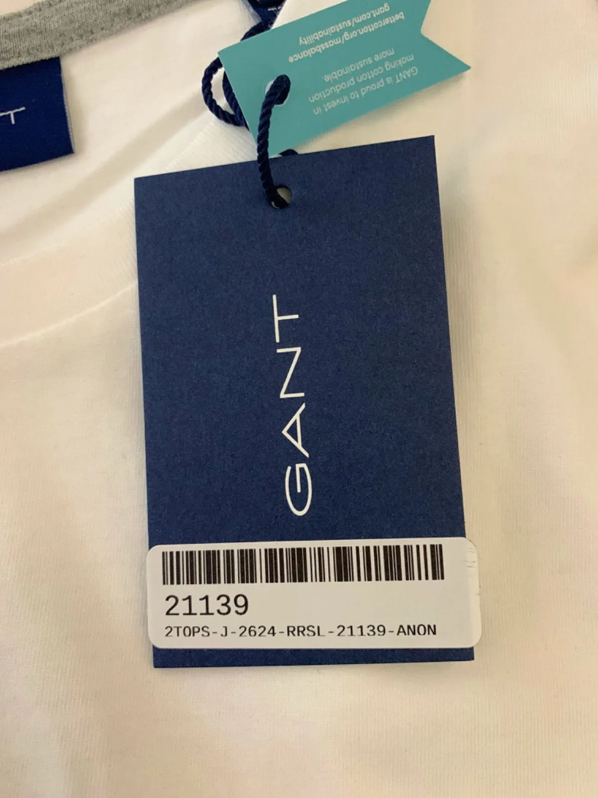GANT White Embroidered Logo SS T-Shirt SIZE XXL