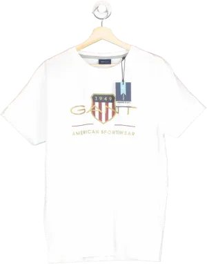 GANT White Embroidered Logo SS T-Shirt SIZE XXL