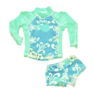 Girls Long Sleeve Rashguard and Shorts - Bora Bora