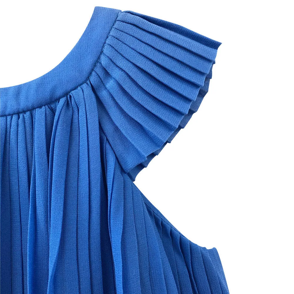 Girls Maryam Pleated Dress - Palace Blue