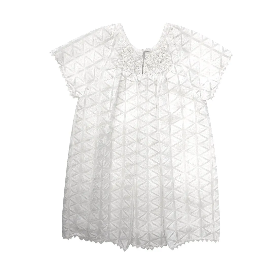 Girls Norah Embroidered Dress - Egret