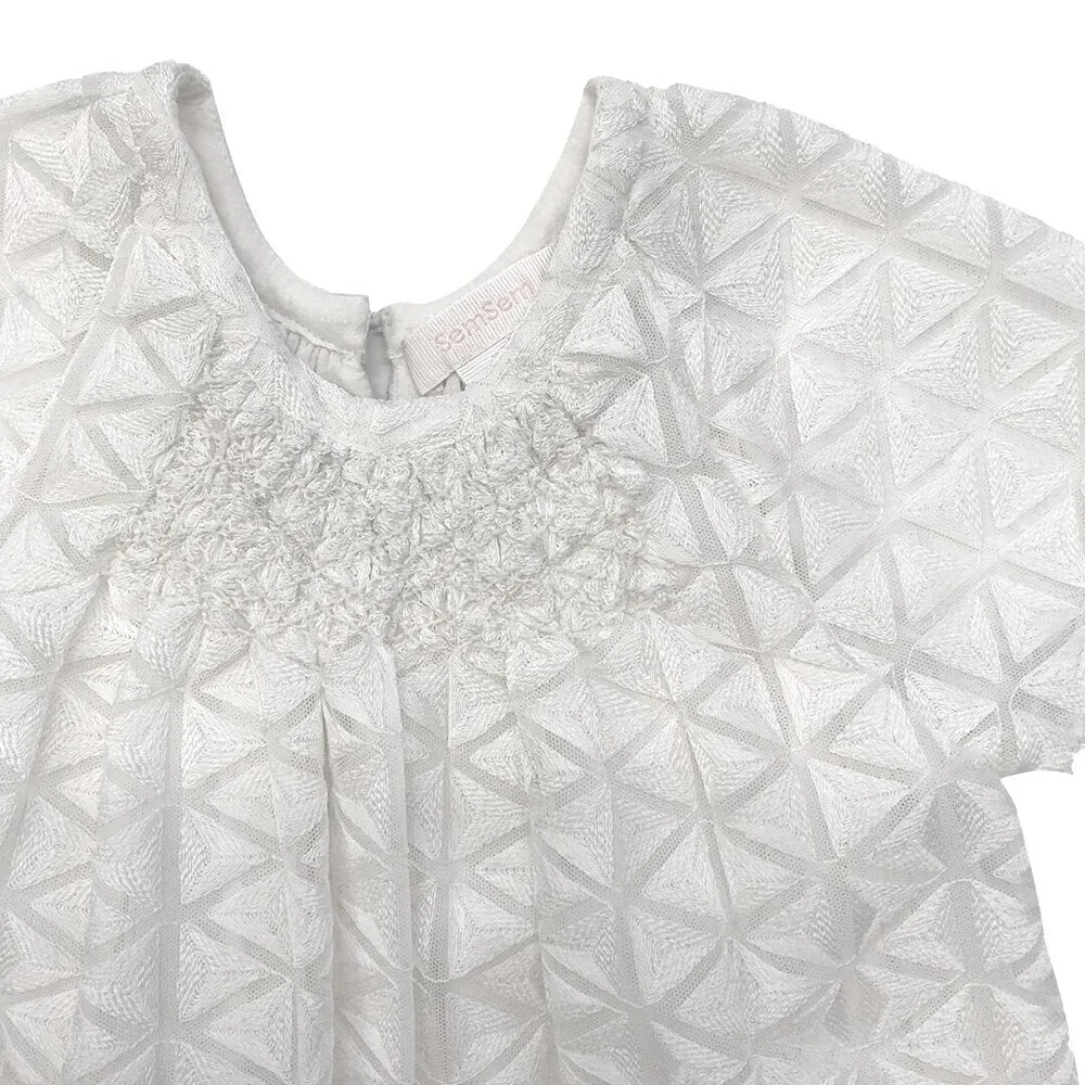 Girls Norah Embroidered Dress - Egret