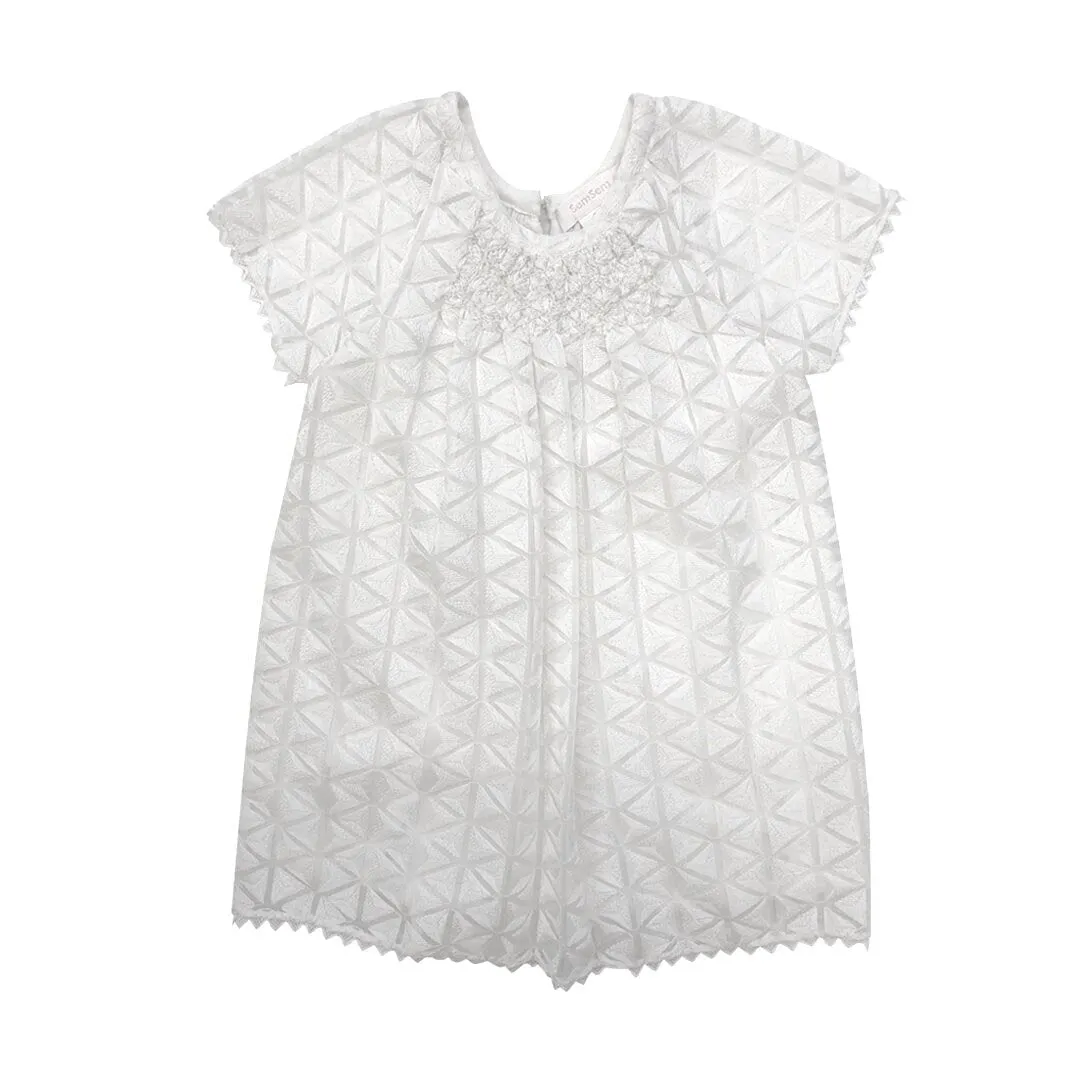Girls Norah Embroidered Dress - Egret