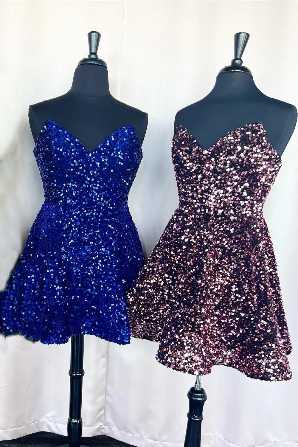 Glitters Blue Sequin A-line Short Party Dress
