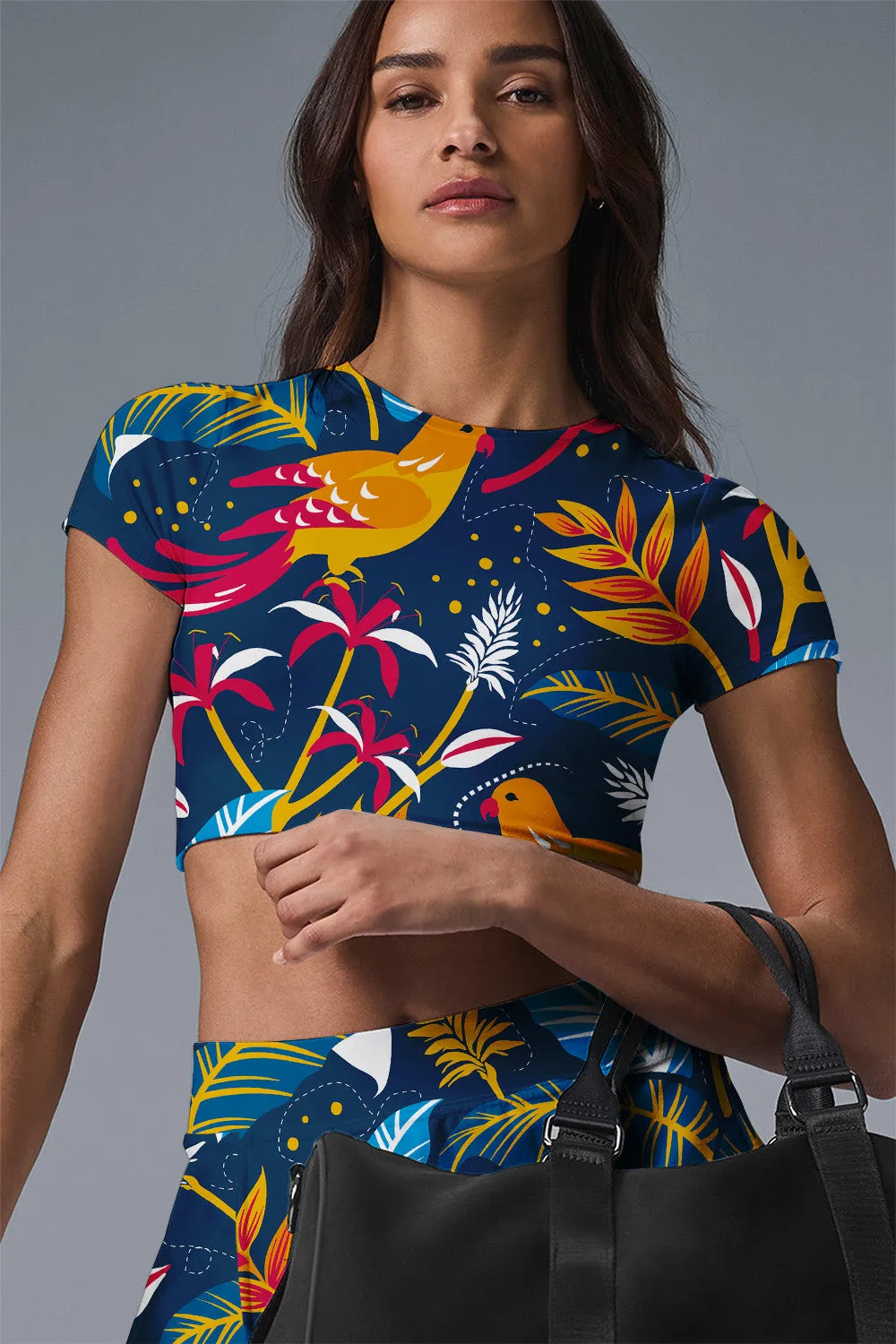 Golden Tropic Bird Print Tennis Dress