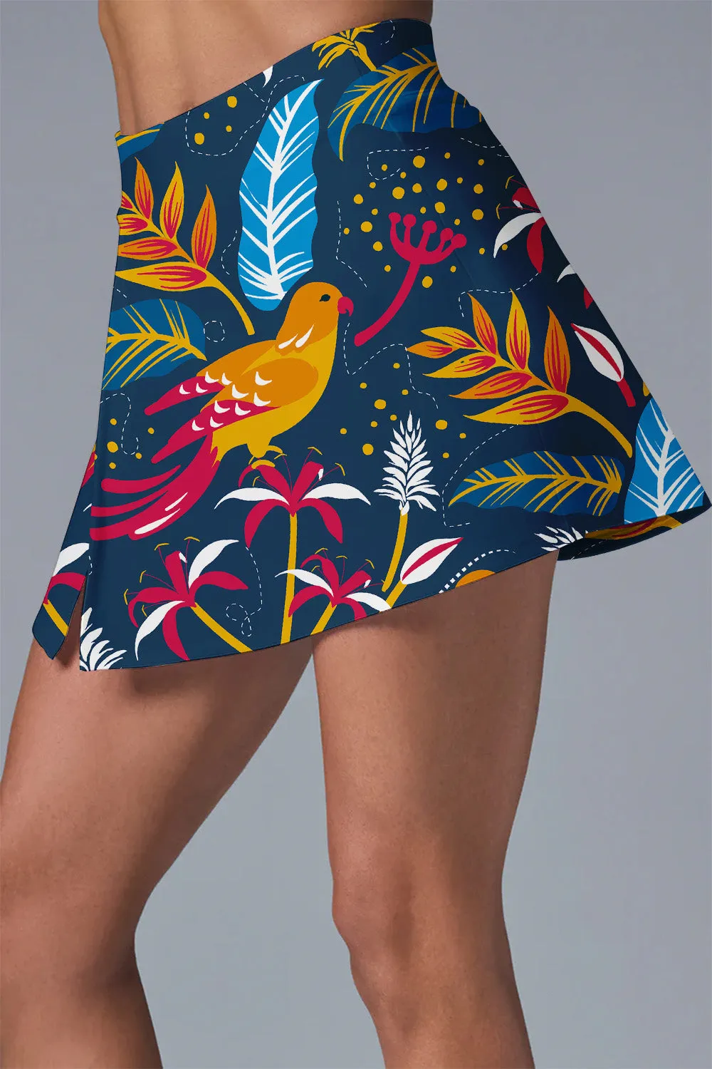 Golden Tropic Bird Print Tennis Dress