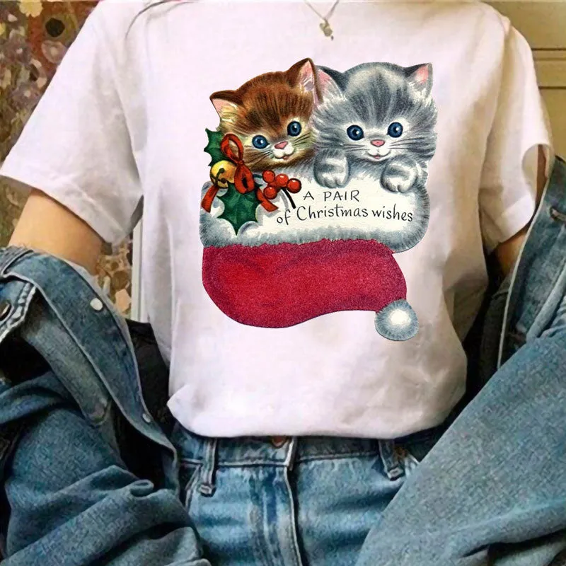 Gorgeous Christmas Women White T-Shirt B