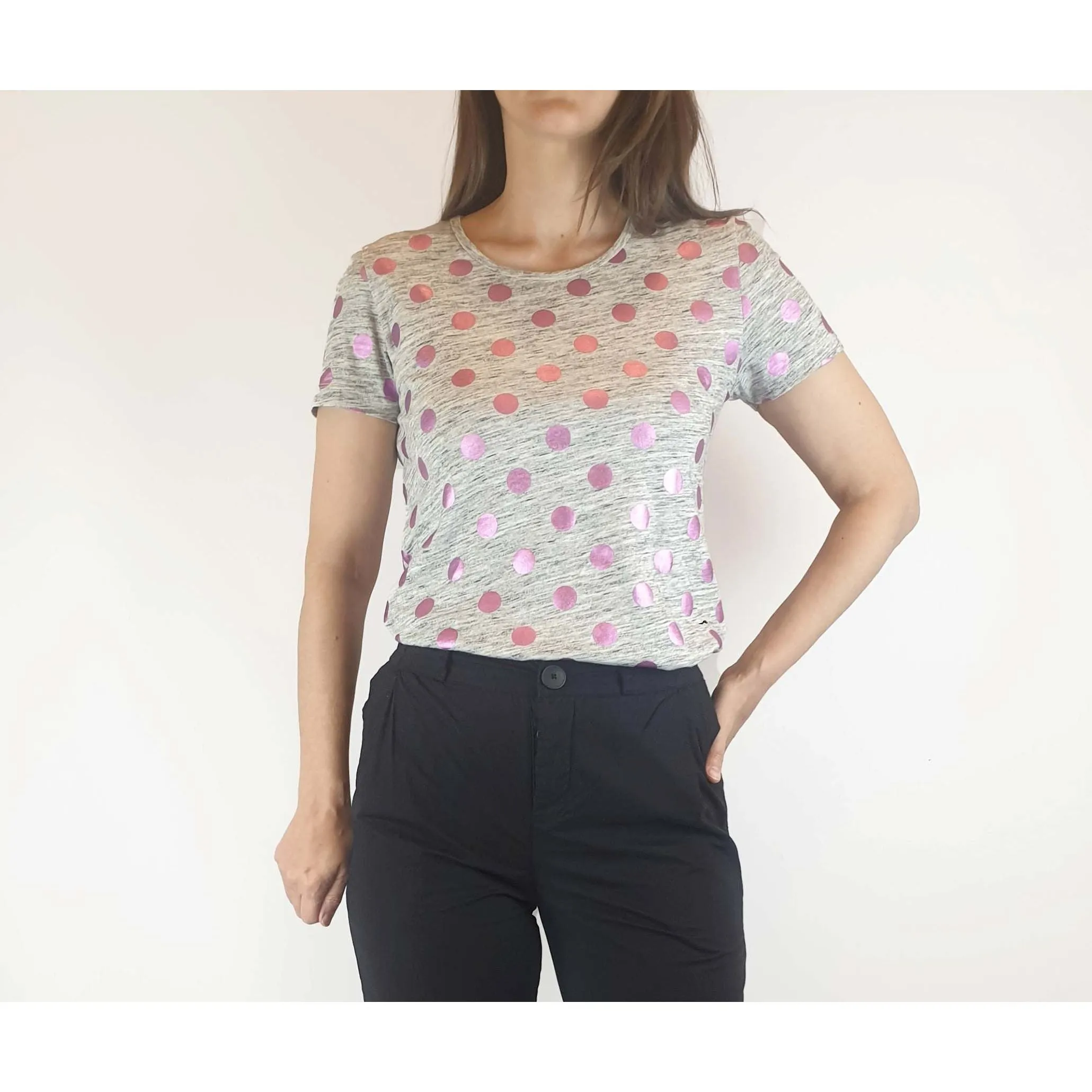 Gorman preloved grey polka dot tee shirt size 8