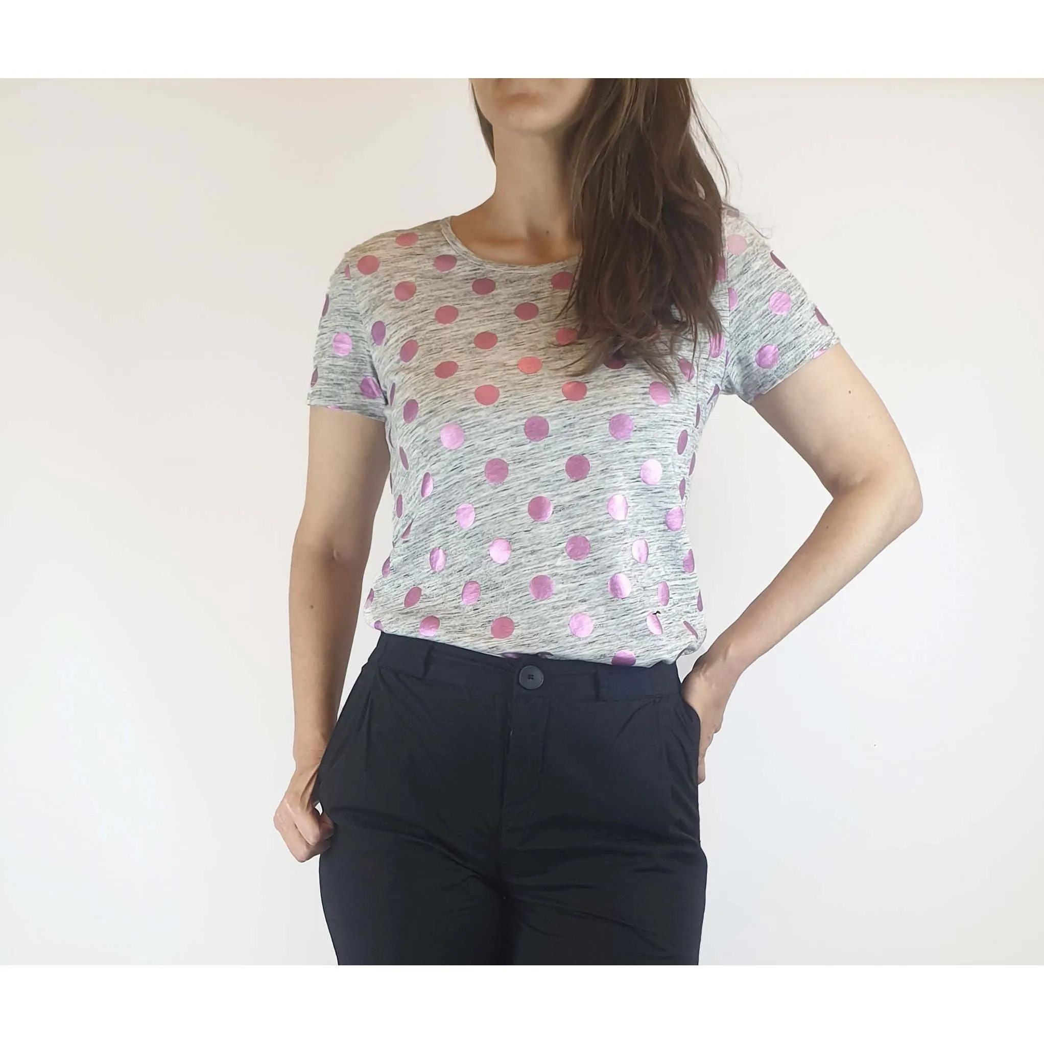 Gorman preloved grey polka dot tee shirt size 8