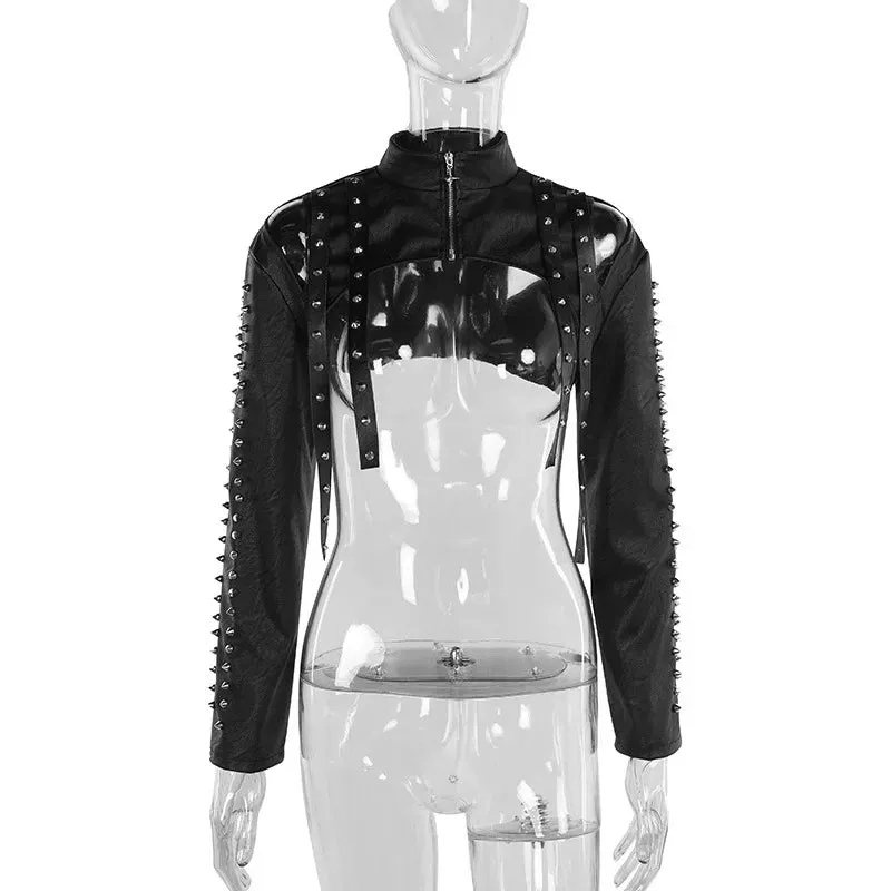 Gothic Chic Faux PU Leather Crop Shrug